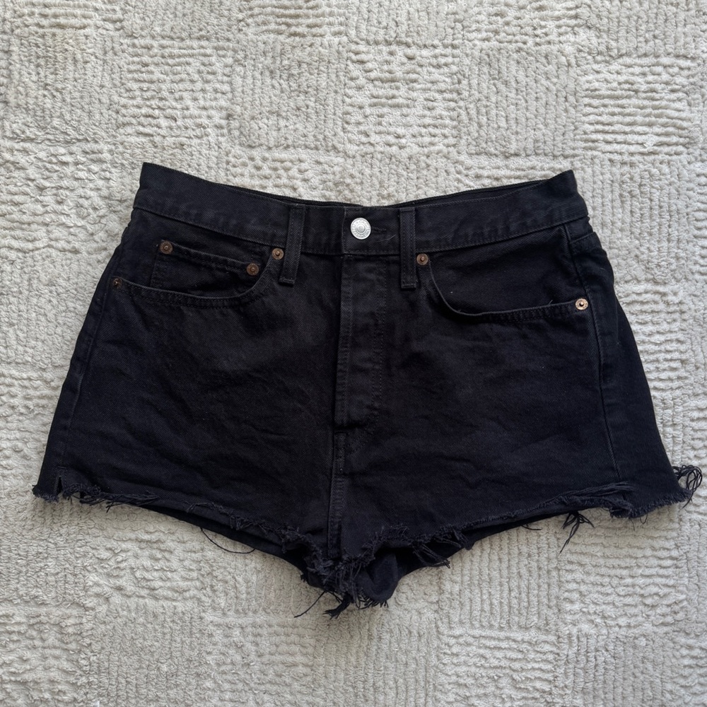 Re/done Black Jean Cutoff Shorts